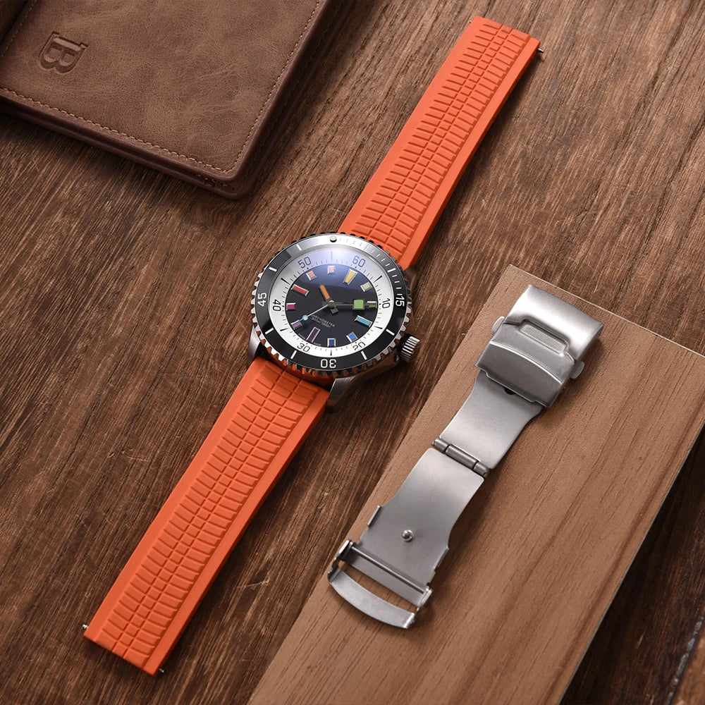 Bracelet montre pour Patek Philippe Caoutchouc Premium - Rapide /  Fermoir Papillon / à découpée