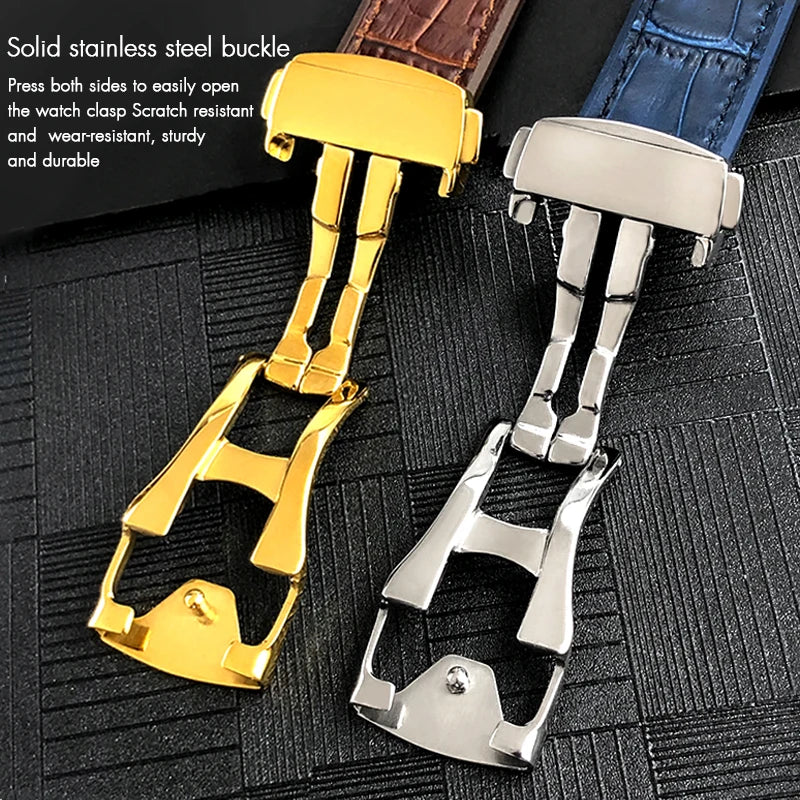 Concave Rubber Cowhide Watch Band, Silicone Leather Watch Strap, Special for Omega Constellation Foldover Structure, 25mm * 14mm