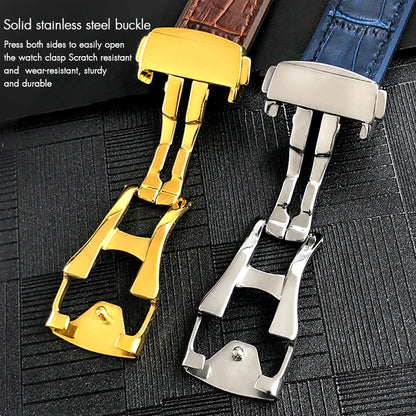 Concave Rubber Cowhide Watch Band, Silicone Leather Watch Strap, Special for Omega Constellation Foldover Structure, 25mm * 14mm