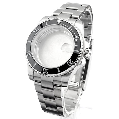 Cassa per orologio secondario in argento di alta qualità, 40,5 mm, adatta per NH-35/36, vetro zaffiro, cassa in metallo, parti e accessori resistenti all'acqua fino a 50 bar