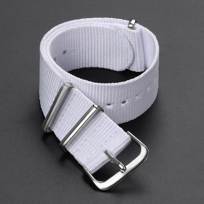 Cinturino per orologio in nylon intrecciato passante singolo da 14 mm, 16 mm, 18 mm, 20 mm, 22 mm, in tela, per uomo e donna, stile militare e sportivo