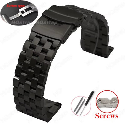 Bracelet de montre en acier inoxydable entièrement solide de haute qualité 18mm 20mm 22mm 24mm 26mm Bracelet à Interface plate avec outil Bracelet de montre en métal