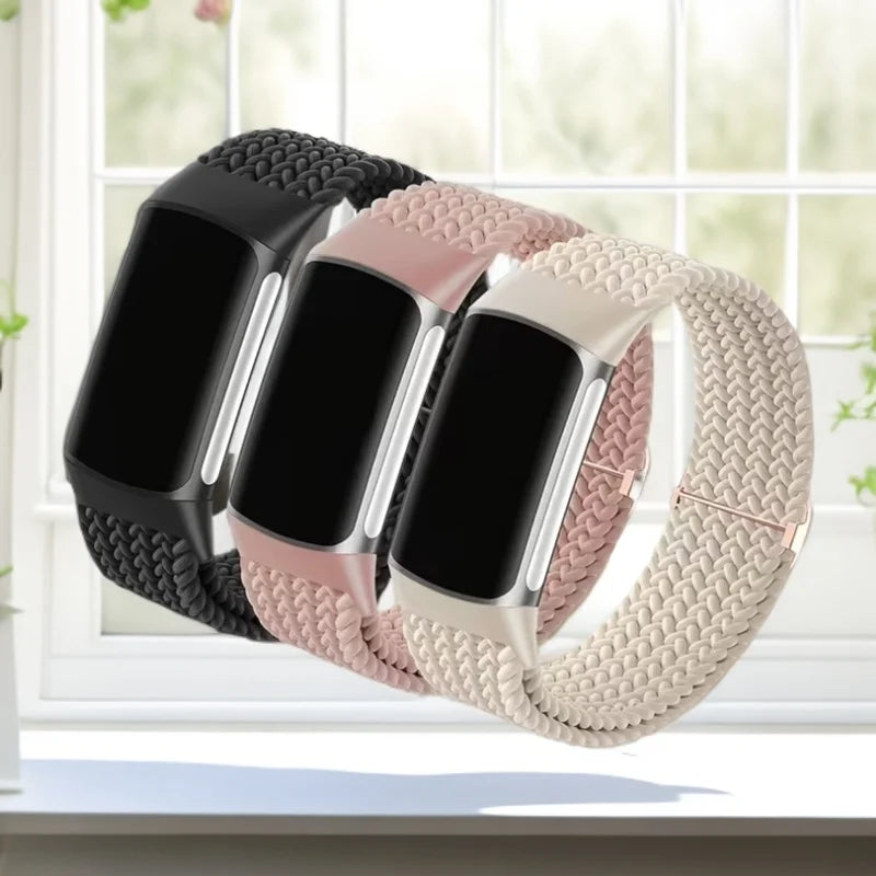 Braccialetto elastico intrecciato per Fitbit Charge 5/6, cinturino morbido e traspirante per Fitbit Charge 6/Charge 5, braccialetto sportivo