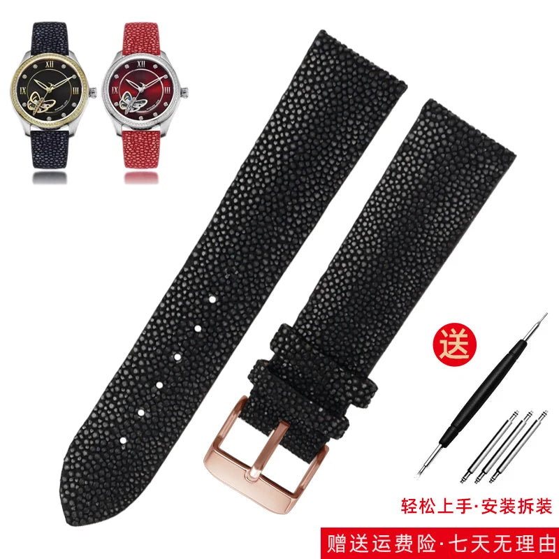 Bracelet de montre en peau de poisson perle pour Huawei TISSOT Omega Mido Tudor bracelet de montre en cuir Manta Ray pour hommes et femmes 20mm 22mm
