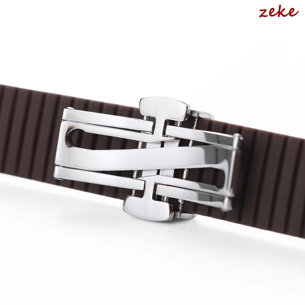 Fermoir à boucle en métal pour bracelet de montre en acier inoxydable, bouton noir argenté poli 16mm 18mm, accessoires de boucle de bracelet de montre