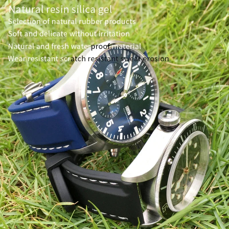 Soft Natural Rubber Watch Strap, 18mm 20mm 22mm, Suitable for HUAWEI GT SEIKO SKX IWC Tudor 19mm 21mm, Silicone for Tissot Diving Bracelet