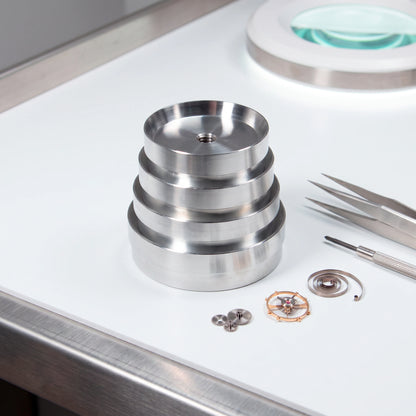 Kit de 4 matrices en aluminium extra larges pour boîtier de montre et presse à verre 35mm - 50mm – Outils de réparation de montres pour horloger