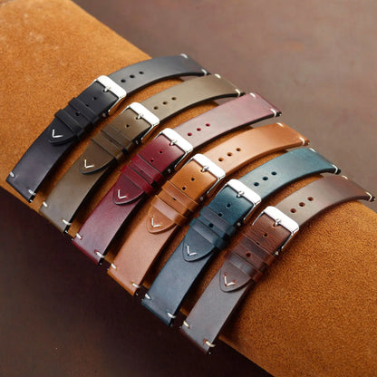 Bracelet de montre en cuir véritable de cire, bracelets de montre à dégagement rapide 18mm/19mm/20mm/21mm/22mm/24m, pour Samsung, Seiko, Oris, montre citoyen