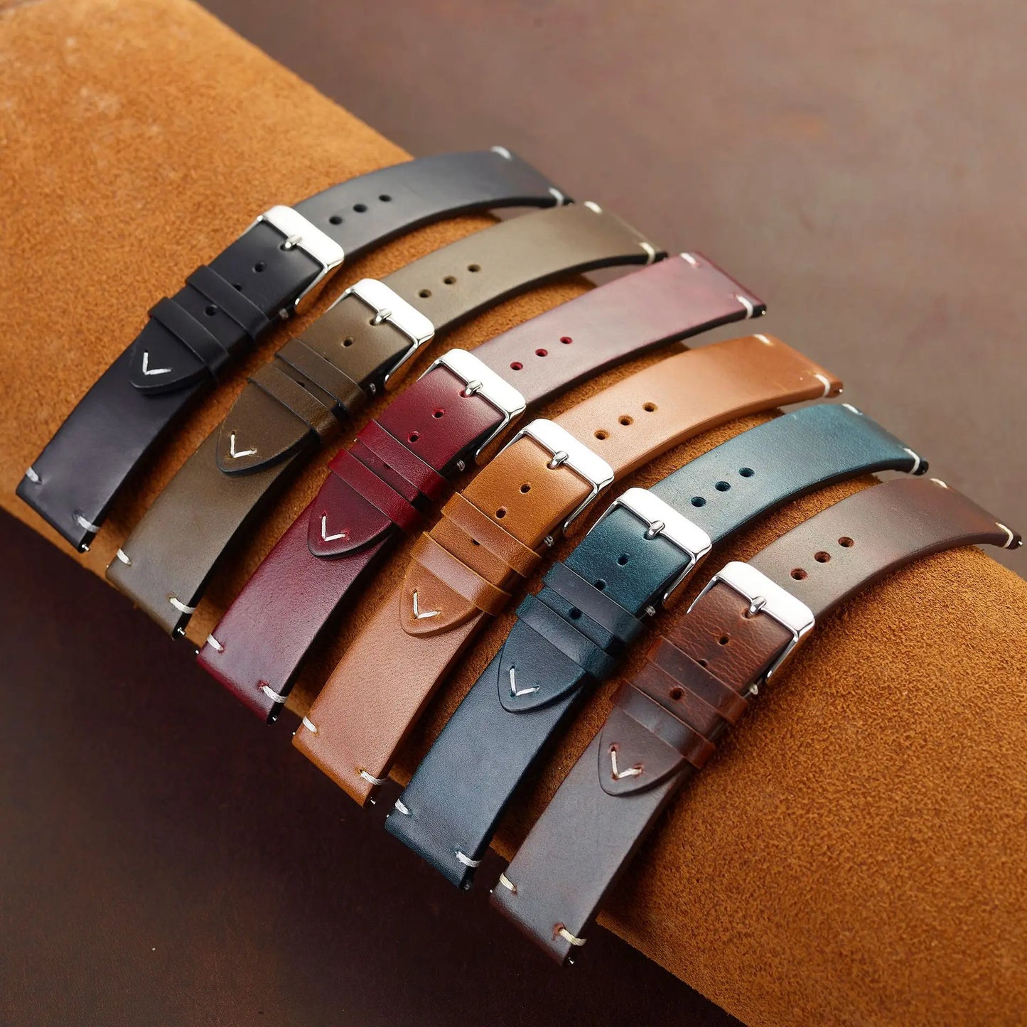Bracelet de montre en cuir véritable de cire, bracelets de montre à dégagement rapide 18mm/19mm/20mm/21mm/22mm/24m, pour Samsung, Seiko, Oris, montre citoyen