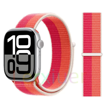 适用于 Apple Watch 46mm 44mm 45mm 40mm 41mm 42mm 的尼龙回环表带，适配 iWatch 系列 11 10 9 SE 8 7 6 5 4 Ultra 3 2 49mm