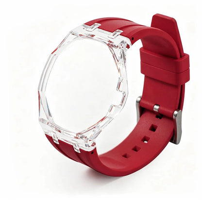 Cassa in plastica trasparente Glacier + cinturino in silicone per orologio da taschino AP X Swatch Royal Pop, trasformatore da orologio da taschino a cinturino in caucciù