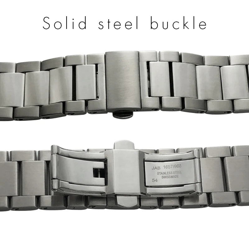 Bracelet de montre en acier inoxydable de haute qualité, extrémités courbées, 19 mm, 20 mm, 21 mm, compatible avec Omega Seamaster Aqua Terra AT150, bracelet de montre étanche.