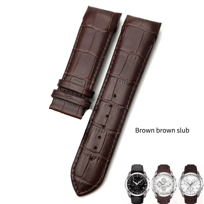 Bracelet de montre en cuir véritable à extrémité incurvée, 22mm 23mm 24mm, pour ceinture de montre Tissot 1853 COUTURIER T 035407 A T 035627 Outils de sangle pour hommes