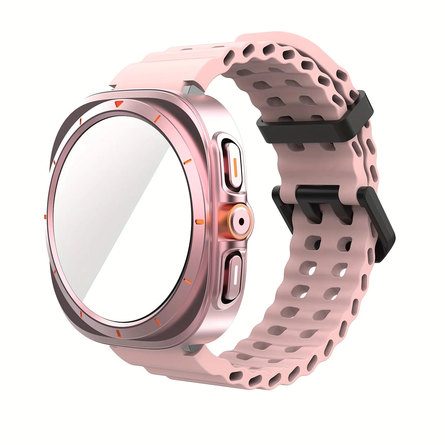 Ensemble d'accessoires pour Samsung Galaxy Watch 7/6 (40mm/44mm), 2 pièces, étui de protection ultra-résistant, bracelet respirant en verre trempé HD
