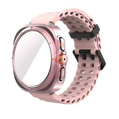 Ensemble d'accessoires pour Samsung Galaxy Watch 7/6 (40mm/44mm), 2 pièces, étui de protection ultra-résistant, bracelet respirant en verre trempé HD