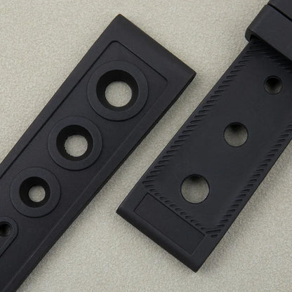 Black FKM Fluoro Rubber Watch Strap, Soft, 22mm, Replacement for Breitling Watch Band, for Superocean Navitimer Avenger Belt
