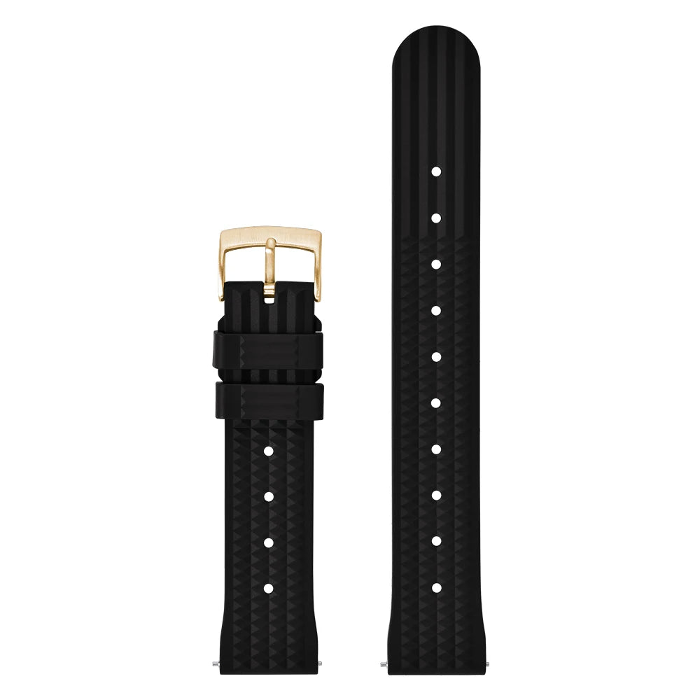 FKM – Fluororubber Waffle Watch Strap, 20mm 22mm, Universal, Waterproof, Comfortable, Sport, Quick Release