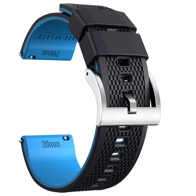Hemsut Silicone Smart Watch Band, 18mm 20mm 22mm, Quick Release Rubber Watch Strap for Men and Women, Soft Replacement