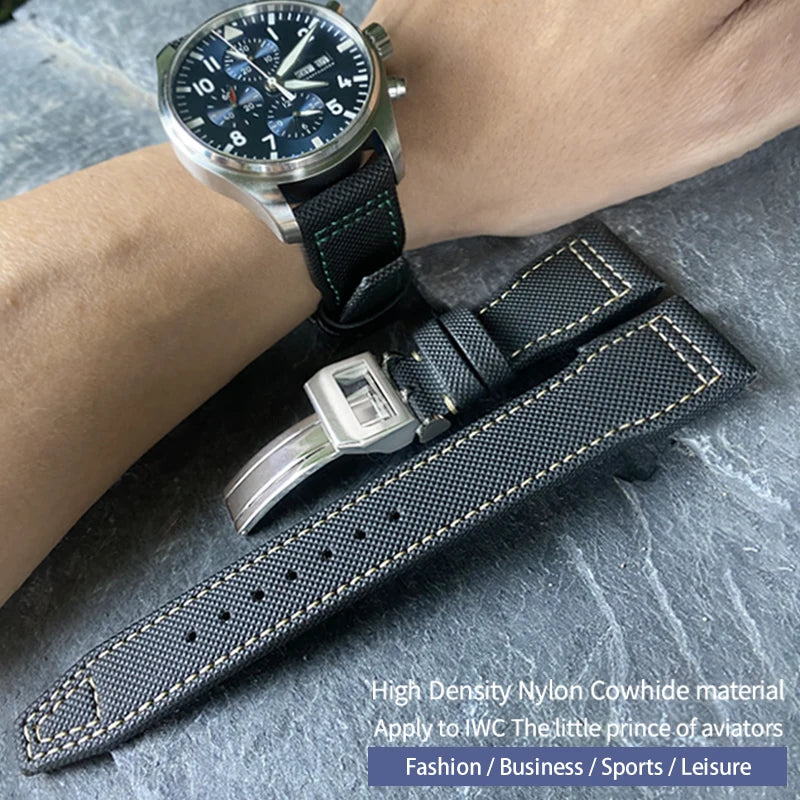 Cinturino per orologio in pelle di vitello e nylon di alta qualità, cinturino per orologio IWC Pilot SPITFIRE MARK 18 Portofino TOP GUN Suffino 77, 20mm 21mm 22mm