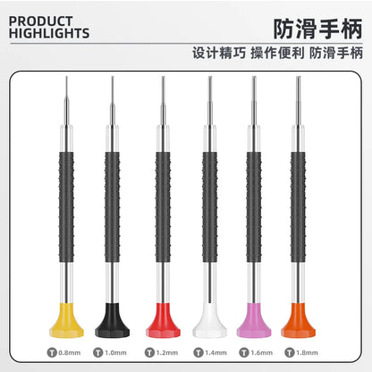 Jeu de tournevis de montre, 6 pièces, tournevis à tête en T antidérapants sans couture, démontage, outil de réparation de montre, outils d'horloger professionnels