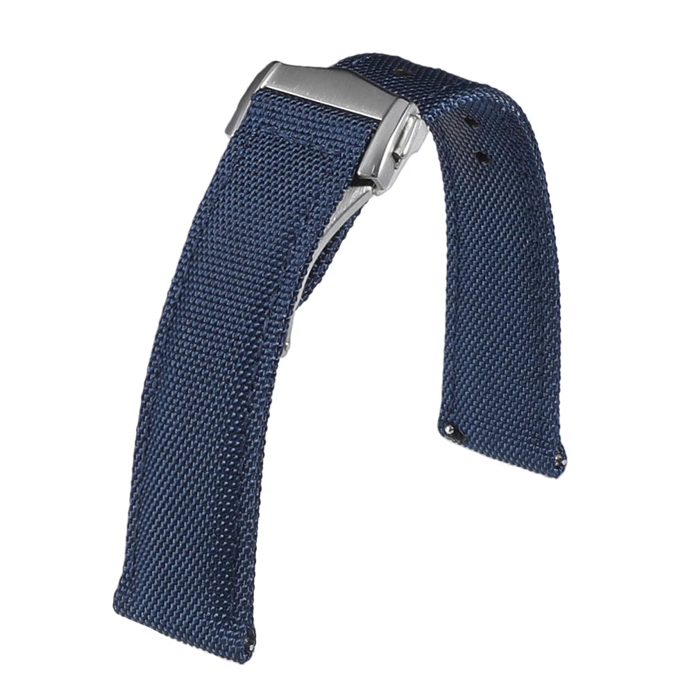 Cinturino per orologio in tessuto a vela deployante 20mm 22mm Cinturino per orologio in Nylon impermeabile a doppia faccia a sgancio rapido con fibbia pieghevole per Omega