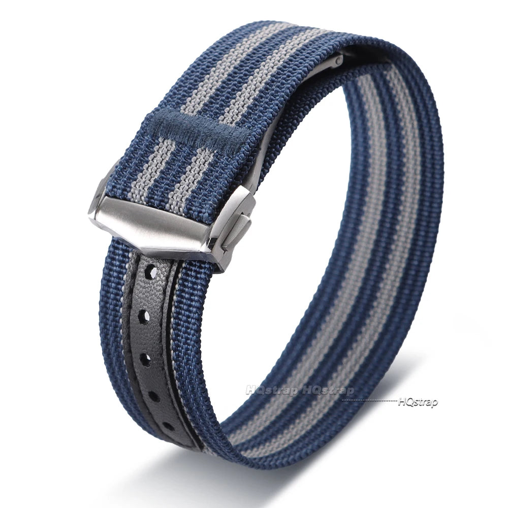 Bracelet en Nylon nervuré de 20mm pour Omega pour Swatch pour Moonswatch, boucle pliante en acier inoxydable, bracelet de montre de remplacement pour hommes et femmes
