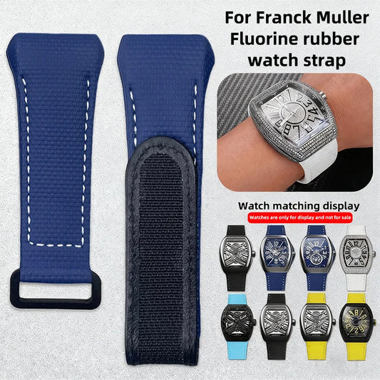 Cinturino per orologio in gomma FKM personalizzato per Franck Muller V45/V32/V41 | Cinturino impermeabile in gomma fluorurata | Cinturino di ricambio di lusso resistente