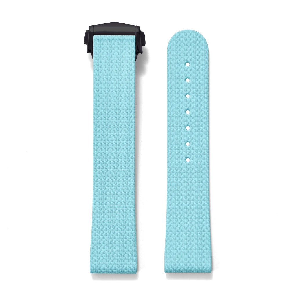STAPELP suitable for Omega Swatch 20mm universal watch straps Black Blue FKM Rubber Quick Release Watch Band with Omega Folding Clasp
