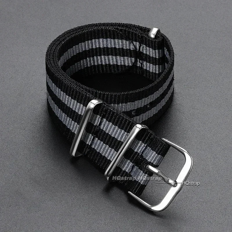 16mm 18mm 20mm 22mm bracelet de sport militaire en Nylon tissu en Nylon accessoires de ceinture bandes de boucle de ceinture bracelet de montre noir pour Omega pour Seiko