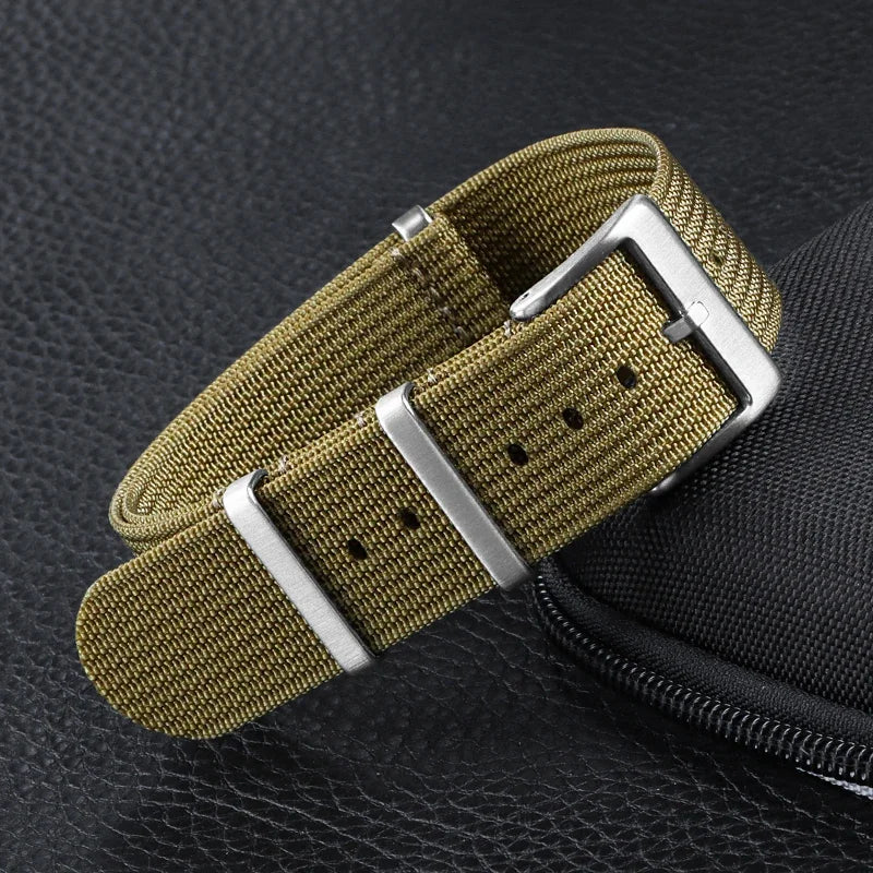 Cinturino per orologio in Nylon di alta qualità 20mm 22mm per orologio militare casual, fibbia nera, ricambio per cinturino sportivo militare, marrone, verde