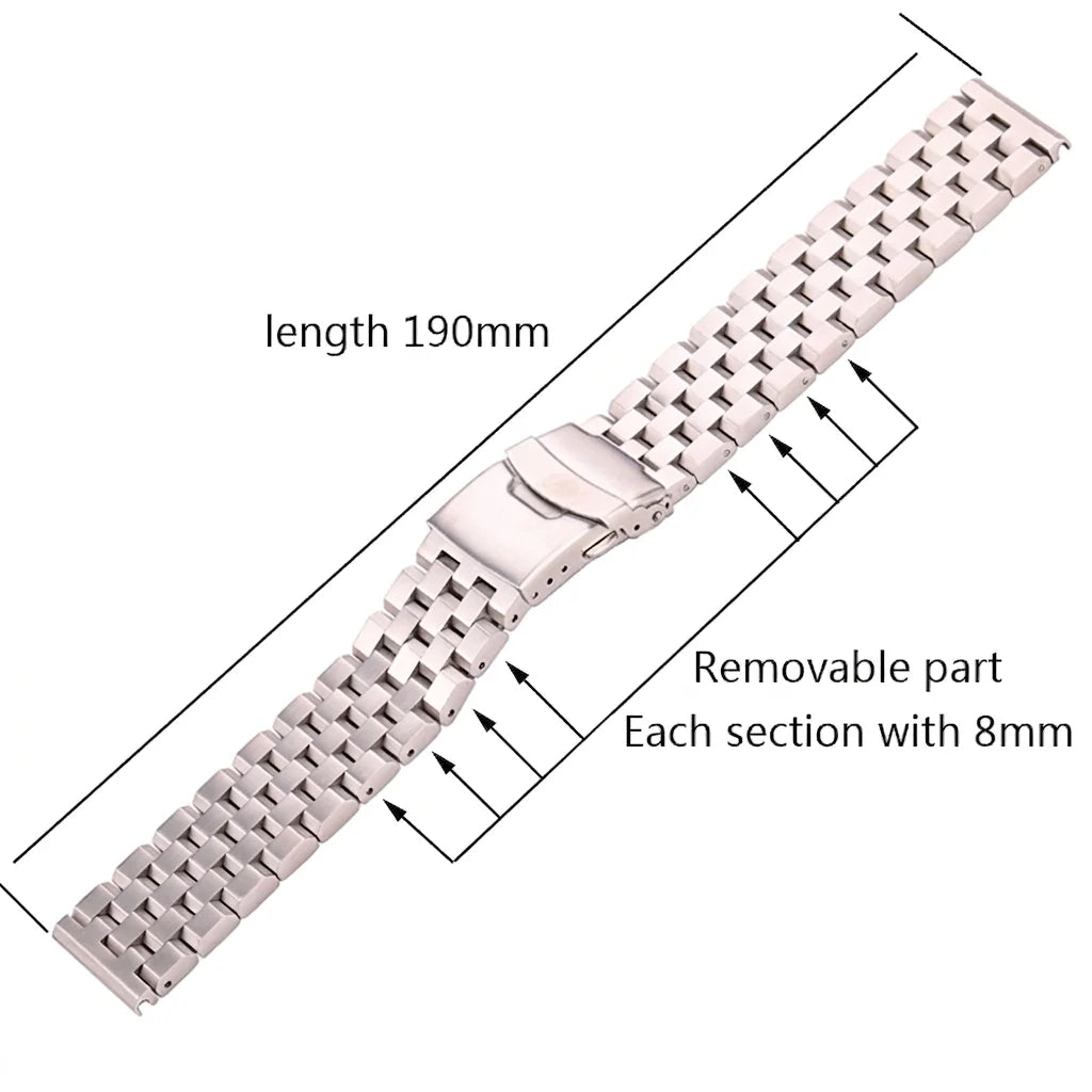 Solid Stainless Steel Watch Bracelet for Men and Women, 18mm 20mm 22mm 24mm, Silver Brushed Metal Accessories