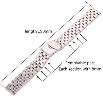 Solid Stainless Steel Watch Bracelet for Men and Women, 18mm 20mm 22mm 24mm, Silver Brushed Metal Accessories