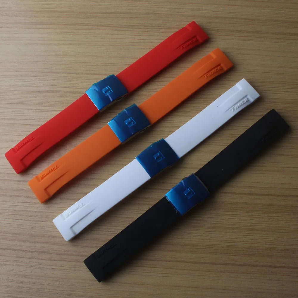 Cinturino per orologio Tissot Trace 048, in gomma e silicone, 20 mm, accessori per orologi, chiusura pieghevole, deployante, chiusura argentata per uomo e donna