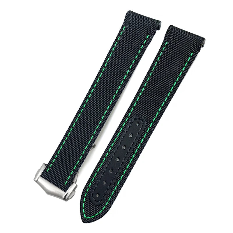 Bracelet de montre en tissu nylon de haute qualité avec base en cuir, adapté à Omega Seamaster Diver 300M AT150 Aqua Terra |   19 mm 20 mm 21 mm
