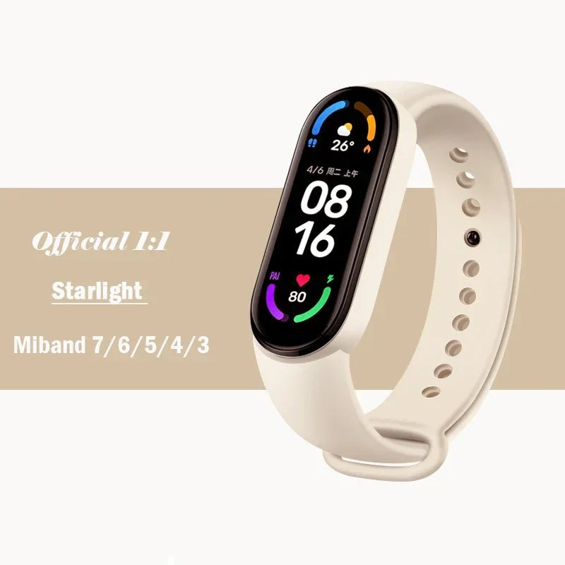 Official silicone strap for Xiaomi Mi Band 4 5 6 7, sports watch, Miband4 Miband7 Correa Mi band 3 4 5 6 7 bands