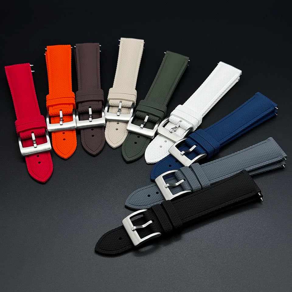Cinturino per orologio in gomma intrecciata FKM, 20/21/22 mm, sgancio rapido, per Omega Seamaster 300 Speedmaster 007 Rolex, universale