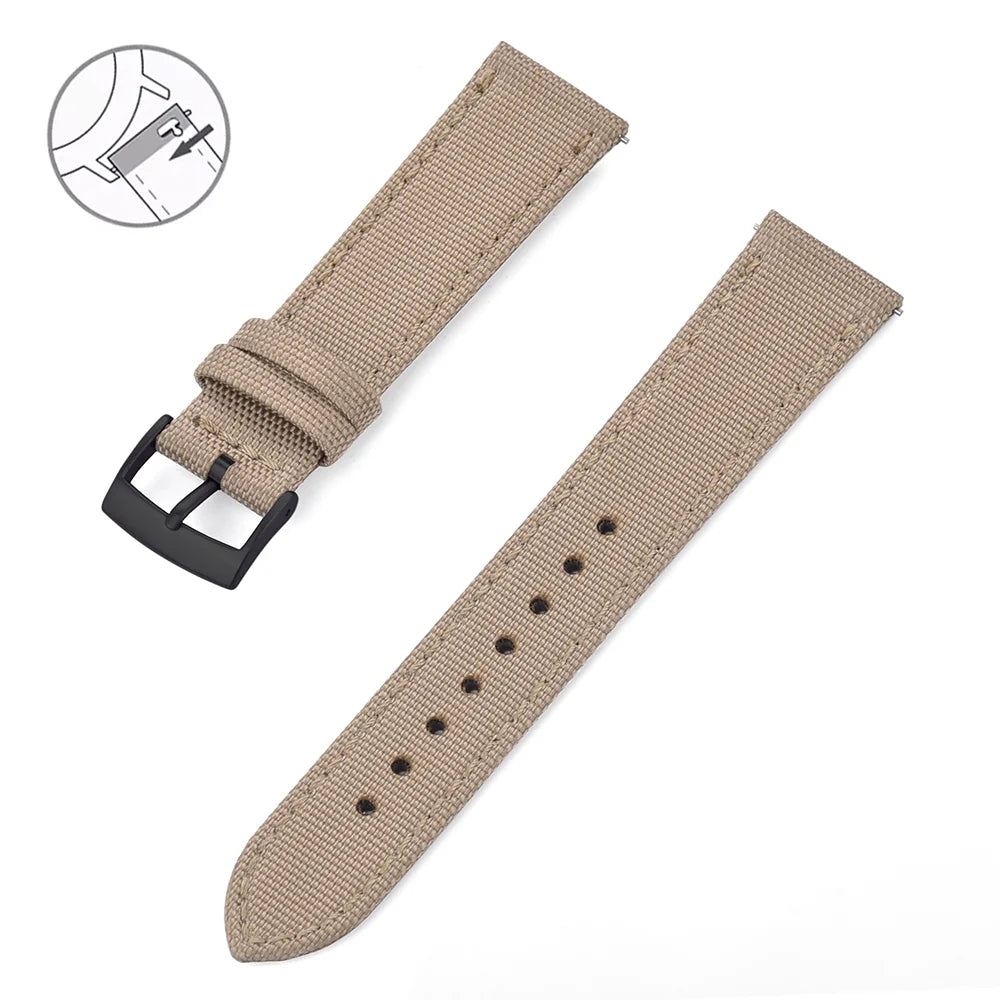 Bracelet de Montre Rapide Tissu et Cuir - Boucle ardillon - Universel