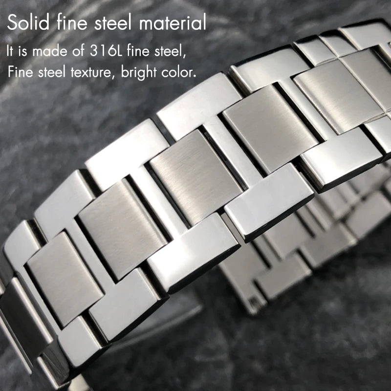 Cinturino sottile in acciaio inossidabile di alta qualità, 20mm, per Cartier Solo Santos Tank, braccialetti da uomo e donna, solido, accessori