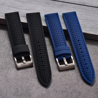 Bracelet de montre sport en silicone à dégagement rapide - Bracelet en caoutchouc souple respirant et imperméable, ajustement universel 18 mm 20 mm 22 mm pour hommes et femmes