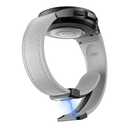 Bracelet en cuir véritable + silicone pour Samsung Galaxy Watch 6 5 7 44mm 40mm 20, Galaxy Watch 6 4 Classic 47mm 46mm 43mm 42mm