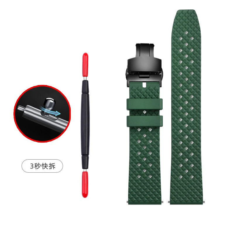 Cinturini per orologi in gomma verde premium – Sport – Disponibili varie texture – 1 pezzo