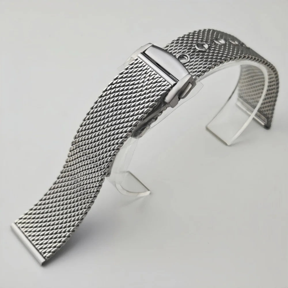 Cinturino Web da 20 mm adatto alla cassa Omega Seamaster NH35, in acciaio inossidabile 904L, fibbia ad ardiglione, argento