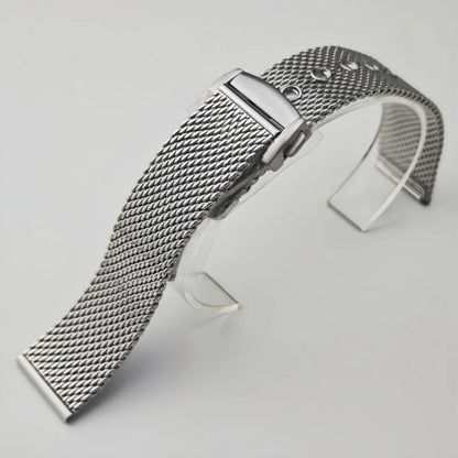 Cinturino Web da 20 mm adatto alla cassa Omega Seamaster NH35, in acciaio inossidabile 904L, fibbia ad ardiglione, argento