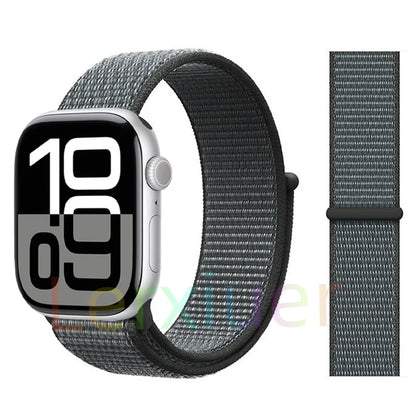 适用于 Apple Watch 46mm 44mm 45mm 40mm 41mm 42mm 的尼龙回环表带，适配 iWatch 系列 11 10 9 SE 8 7 6 5 4 Ultra 3 2 49mm
