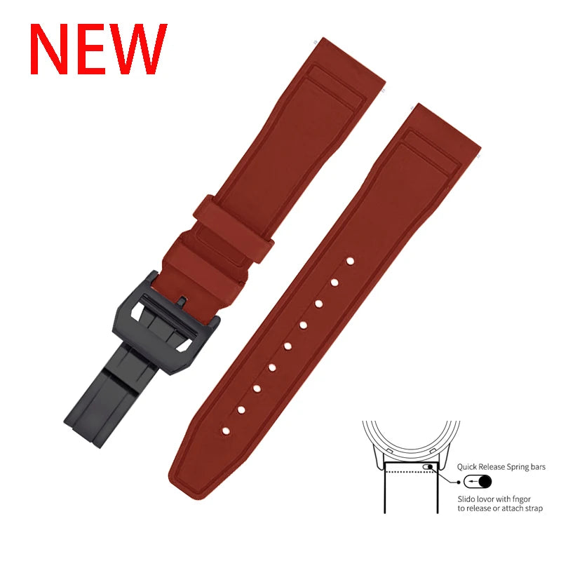 20mm 21mm 22mm Premium FKM Fluoro Rubber Watch Straps FPM Butterfly Buckle Quick Release Watch Bands for I-WC Watch Bands