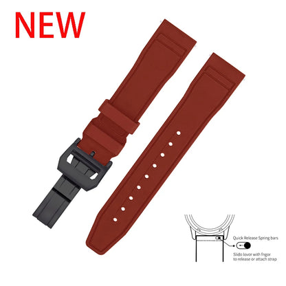 20mm 21mm 22mm Premium FKM Fluoro Rubber Watch Straps FPM Butterfly Buckle Quick Release Watch Bands for I-WC Watch Bands