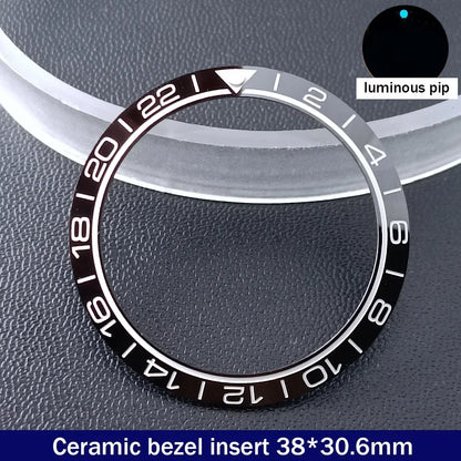 38mm x 30.6mm Sloped Ceramic Bezel GMT and Diving Watch Insert for 40mm Men's Watch Replacement Watch Bezel Inserts