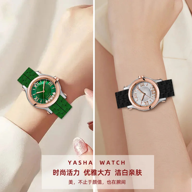 Montre Chopard Happy Diamond avec bracelet en silicone pour femme, bracelet de montre en caoutchouc étanche 15mm 18mm