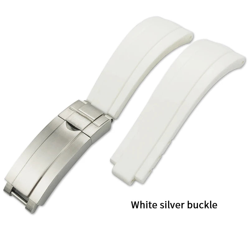 Uhrenarmband aus Kautschuk, 20mm 21mm 18mm 19mm, passend für Rolex Daytona Yacht Master Oysterflex, Silikonarmband, Faltschließe mit Feinverstellung