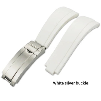 Uhrenarmband aus Kautschuk, 20mm 21mm 18mm 19mm, passend für Rolex Daytona Yacht Master Oysterflex, Silikonarmband, Faltschließe mit Feinverstellung